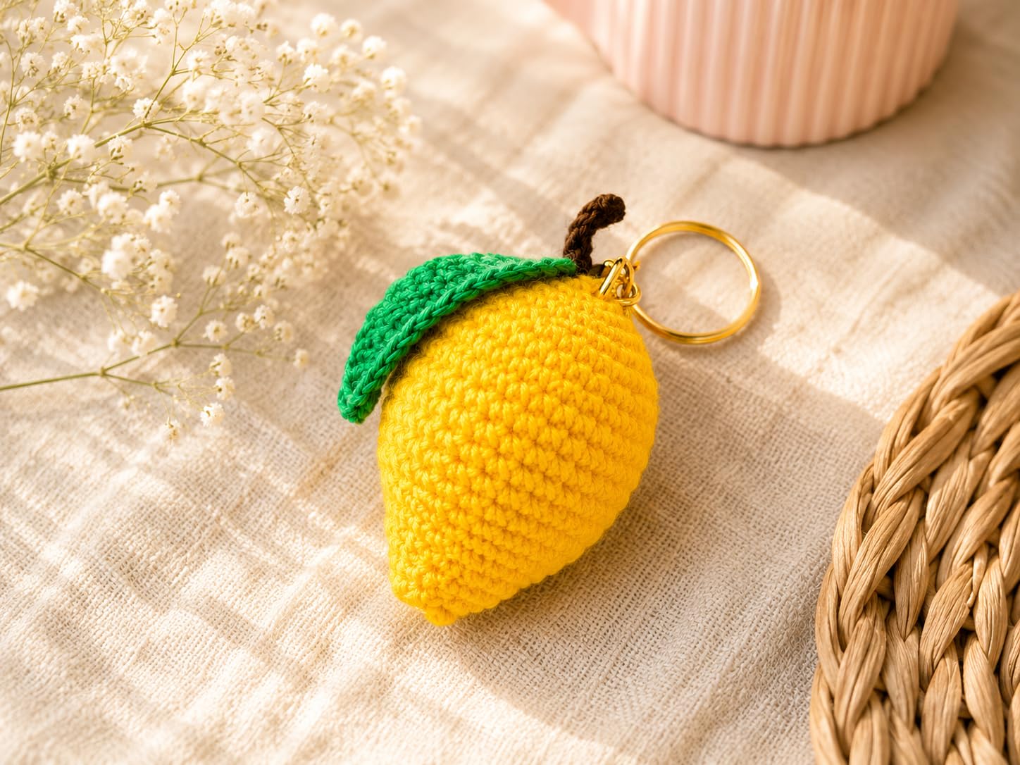 Crochet Mango Keychain Handmade | Cute Aesthetic Bag Charm | Fruit