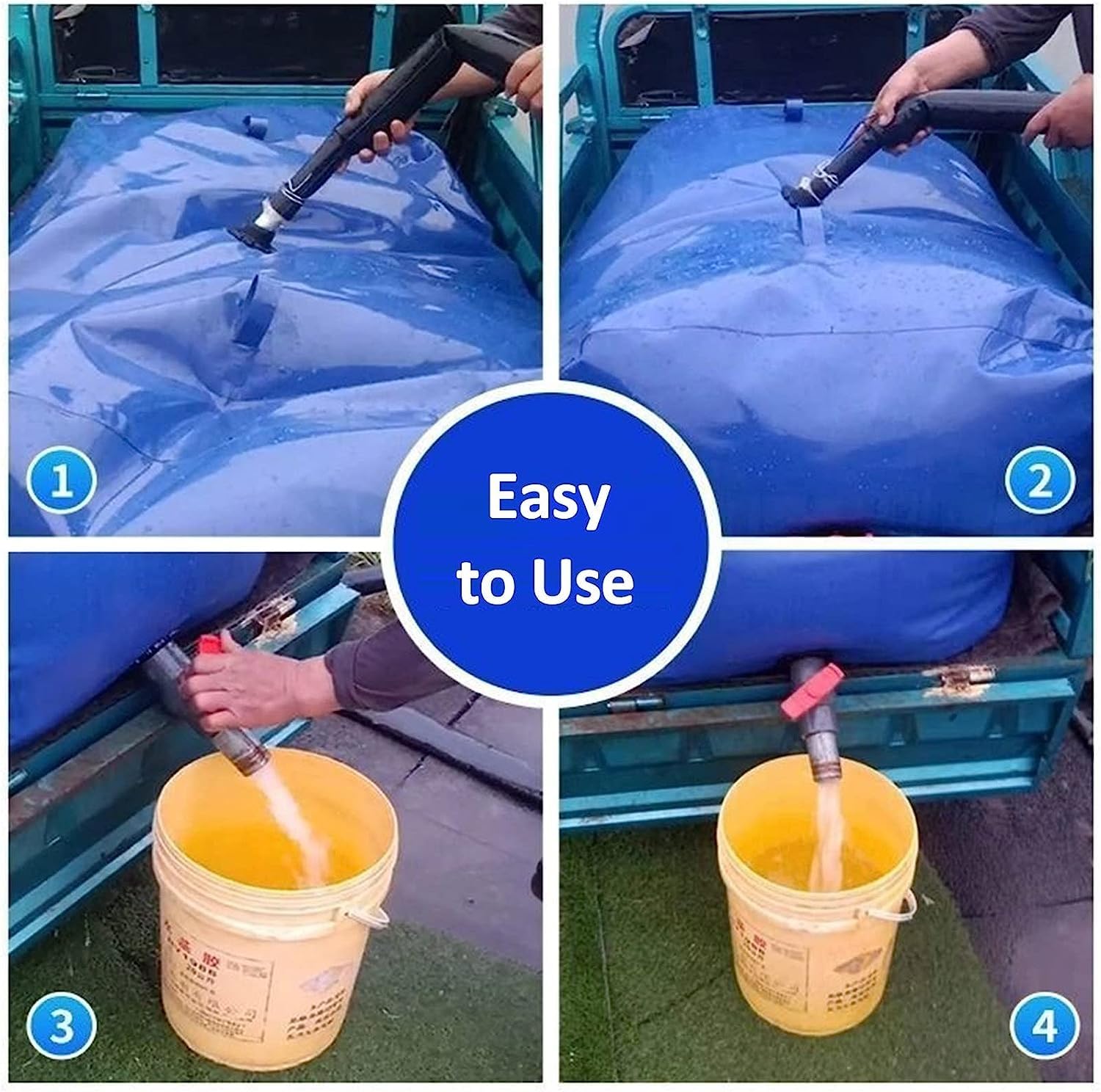Wasserspeicherbeutel Faltbare Wasserspeicherbehälter 100L - 8000L, Camping-Wasserspeicherblase mit Wasserhahn, blauer tragbarer Bewässerungsblasentank für Garten-LKW-Schubkarren (Größe: 75L/2 (1