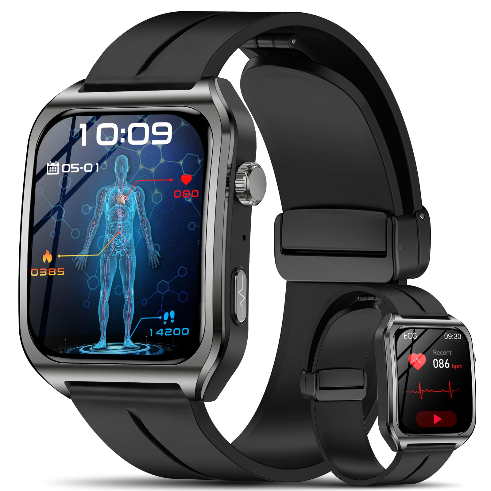 2026 Smartwatch Uomo con ECG+PPG/Pressione Sanguigna/Acido Urico/Sonno/BMI