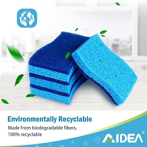 Miniatura 64 de AIDEA Esponjas antiarañazos, 12 unidades, esponja natural para utensilios de cocina antiadherentes, esponjas de cocina, esponja de celulosa