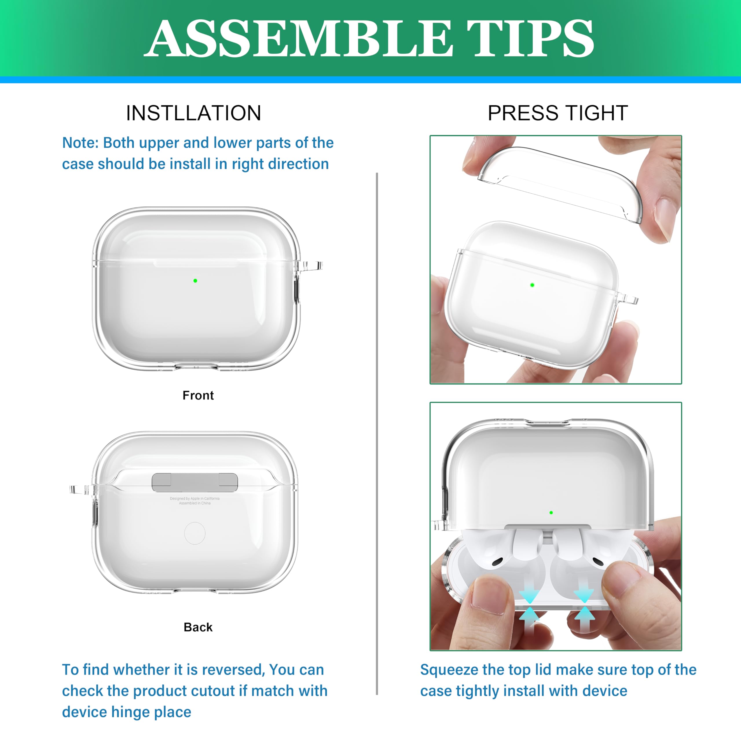 Compatibile con la Custodia per Airpods Pro 3 generazione, Custodia per Airpods Pro 3 con Portachiavi, Custodia Trasparente Morbida e Resistente Agli Urti di Grado Militare, Bianca