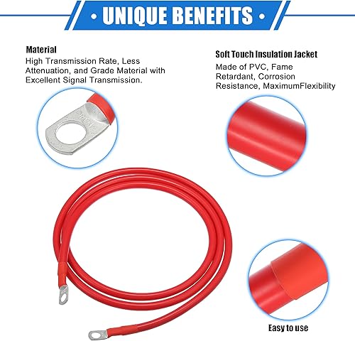 Miniatura 3 de VekAuto 1 par de cables inversores de batería de cobre, calibre 4 AWG, cable de batería universal para automóvil, vehículo, RV, cobre puro,