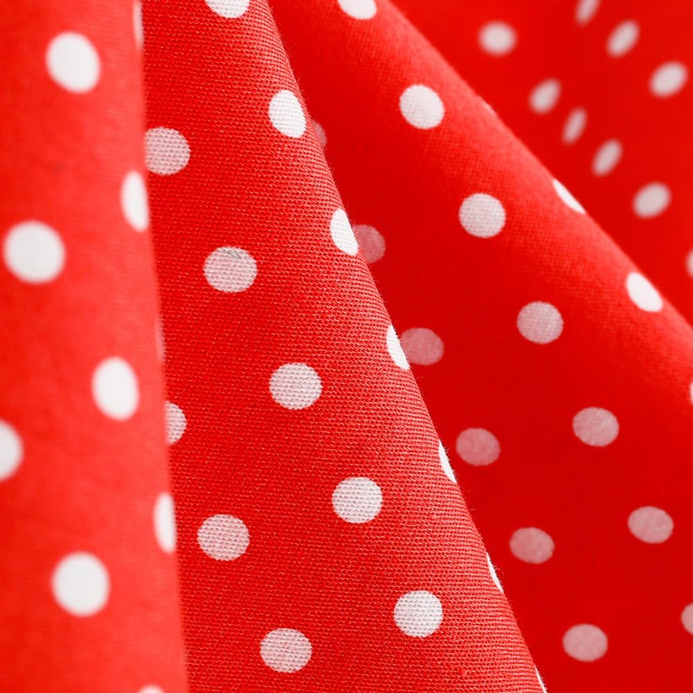 IWEMEK 1950s Dress for Women Pinup 50s Red Polka Dot 1940s Rockabilly Halter Bowknot 50's Dresses Vintage Audrey Hepburn with Pockets Red-Ruched L - Image 6