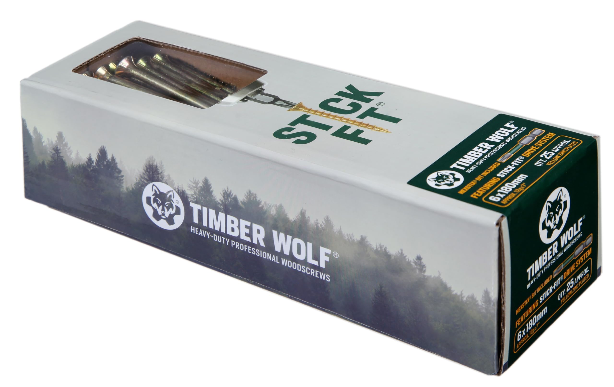 Timber Wolf Zinc & Yellow (Gold) Tw60180 Woodscrews - 6.0 X 180Mm - Box Of 25,