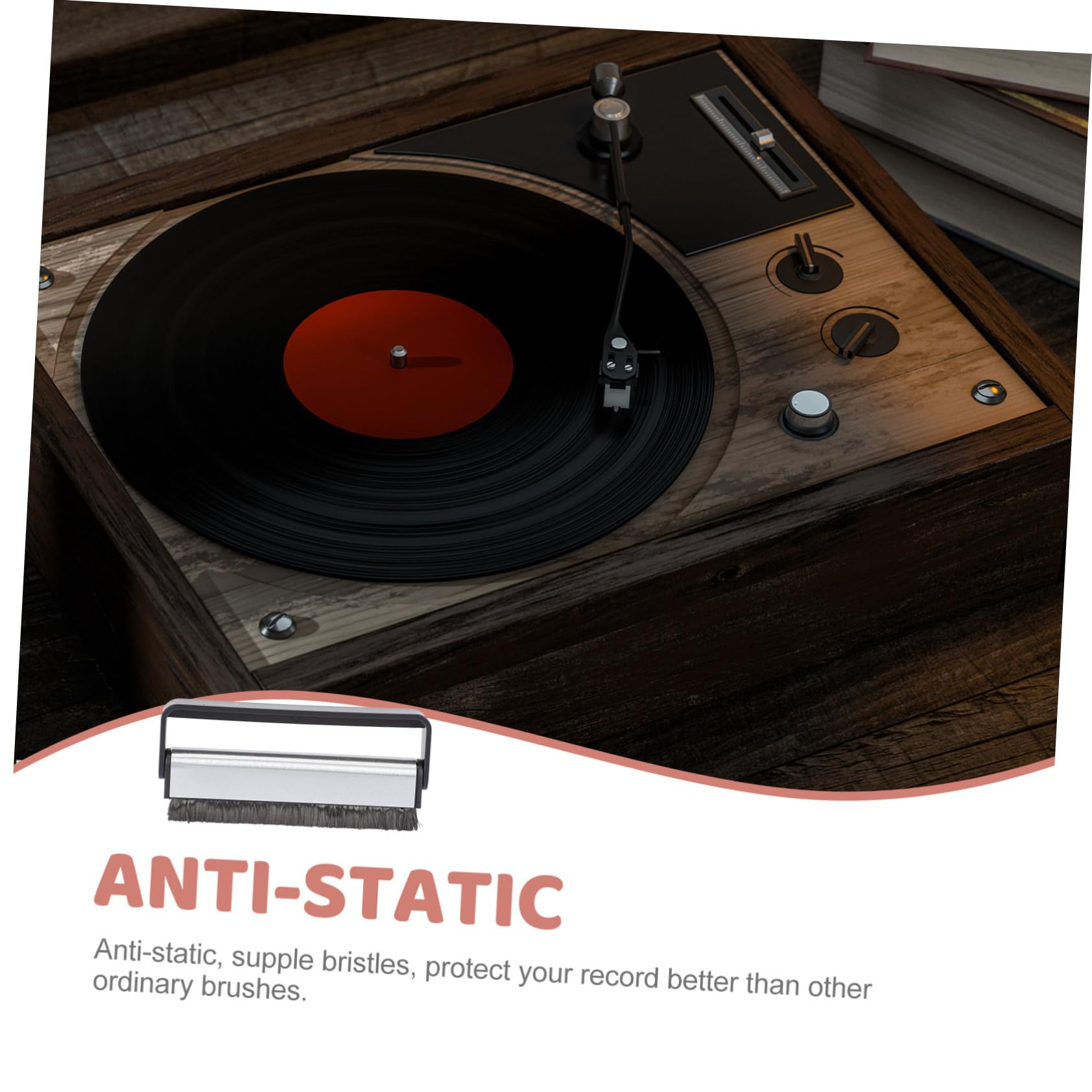 KALLORY Cleaning Brush Accessories Vinyl Record Player Brush Fiber Antistatic Durable for Djs and Turntable Lovers