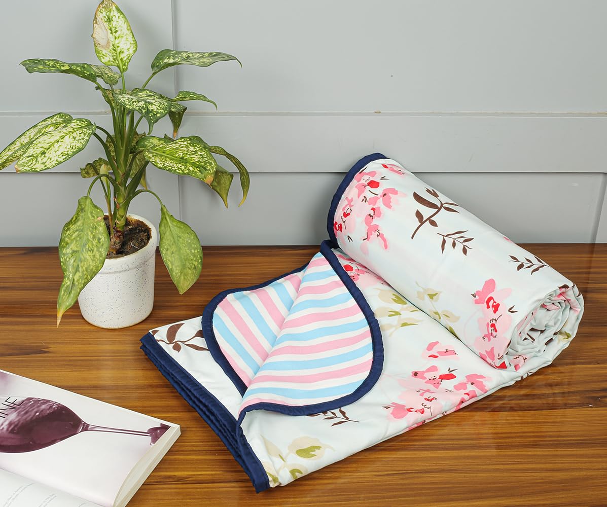 BSB HOME Pure Cotton 120 GSM Reversible Soft Lightweight Printed Single Bed Blanket/AC Dohar/Skin Friendly Dohar-152 x 230 cm- Aqua & Pink (B0B939GH4Q) Amazon Price History, Amazon Price Tracker