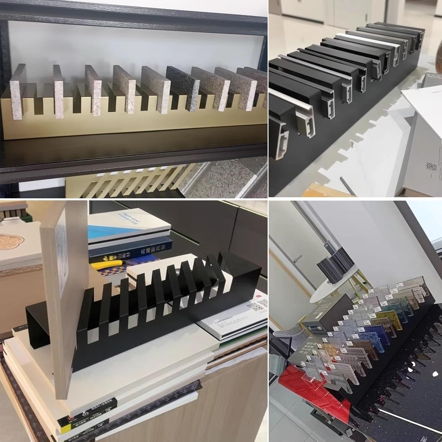 Ceramic Tile Sample Display Stand, Desktop Floor Tile Display Rack, Quartz Stone Organizer Shelf, Panel Display Rack(11-Grid Slots: 2.1cm/0.83")