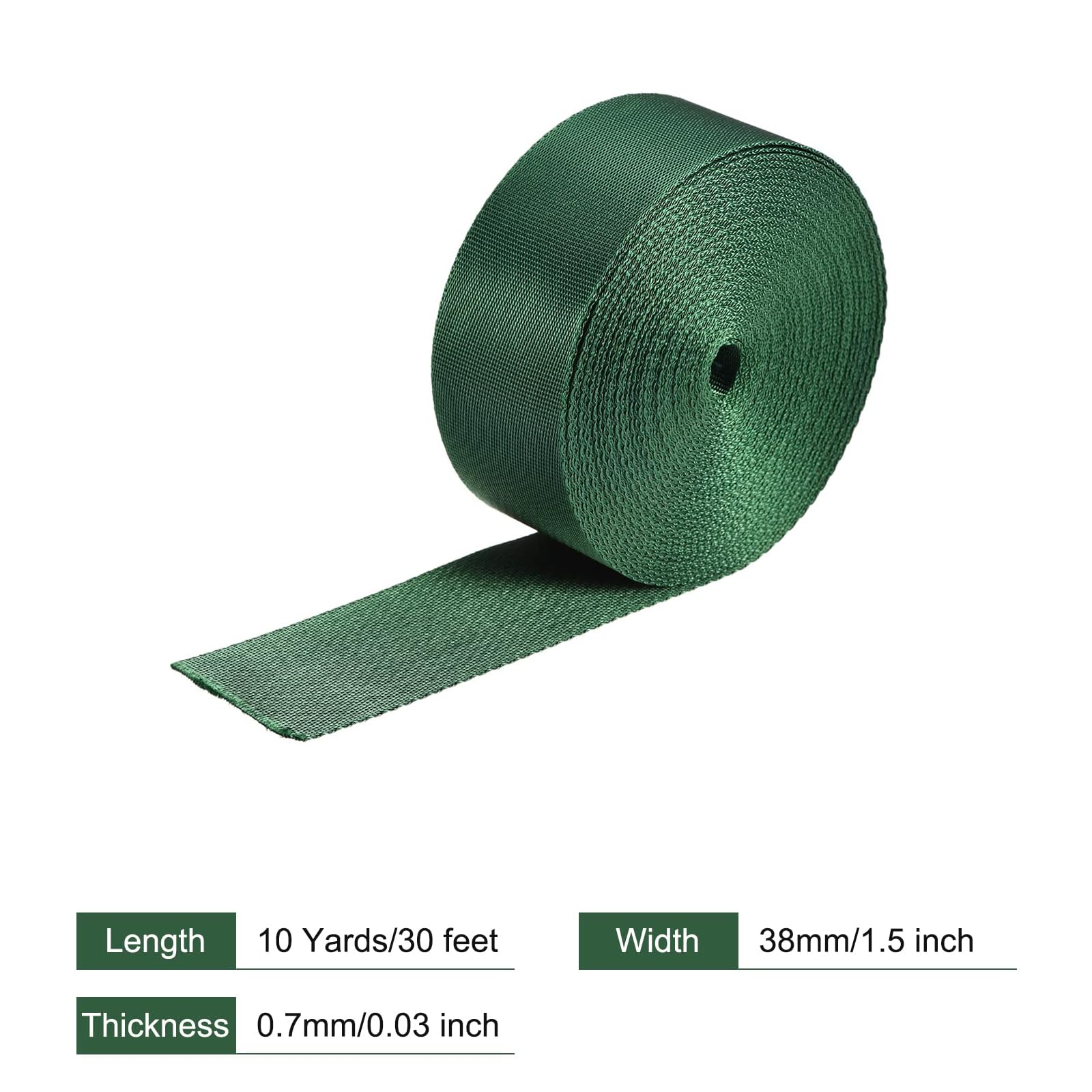 MACHSWON Nylon Webbing Strap 1.5 inch(1 1/2 inch) Green Flat Nylon Webbing Straps 3.8cm 10 Yards Durable Nylon Strap for Backpack,Cargo Strap,Luggage-rack,Pet Collars,Crafts