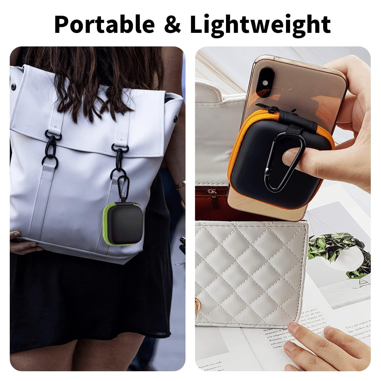 5 x quadratische Ohrhörer-Hülle, tragbare EVA-Tragetasche, Aufbewahrungstasche für Handy, Zubehör, Organizer mit Karabiner für Kopfhörer, Ohrhörer, Ohrstücke, Kamera-Chips, 5 Farben.