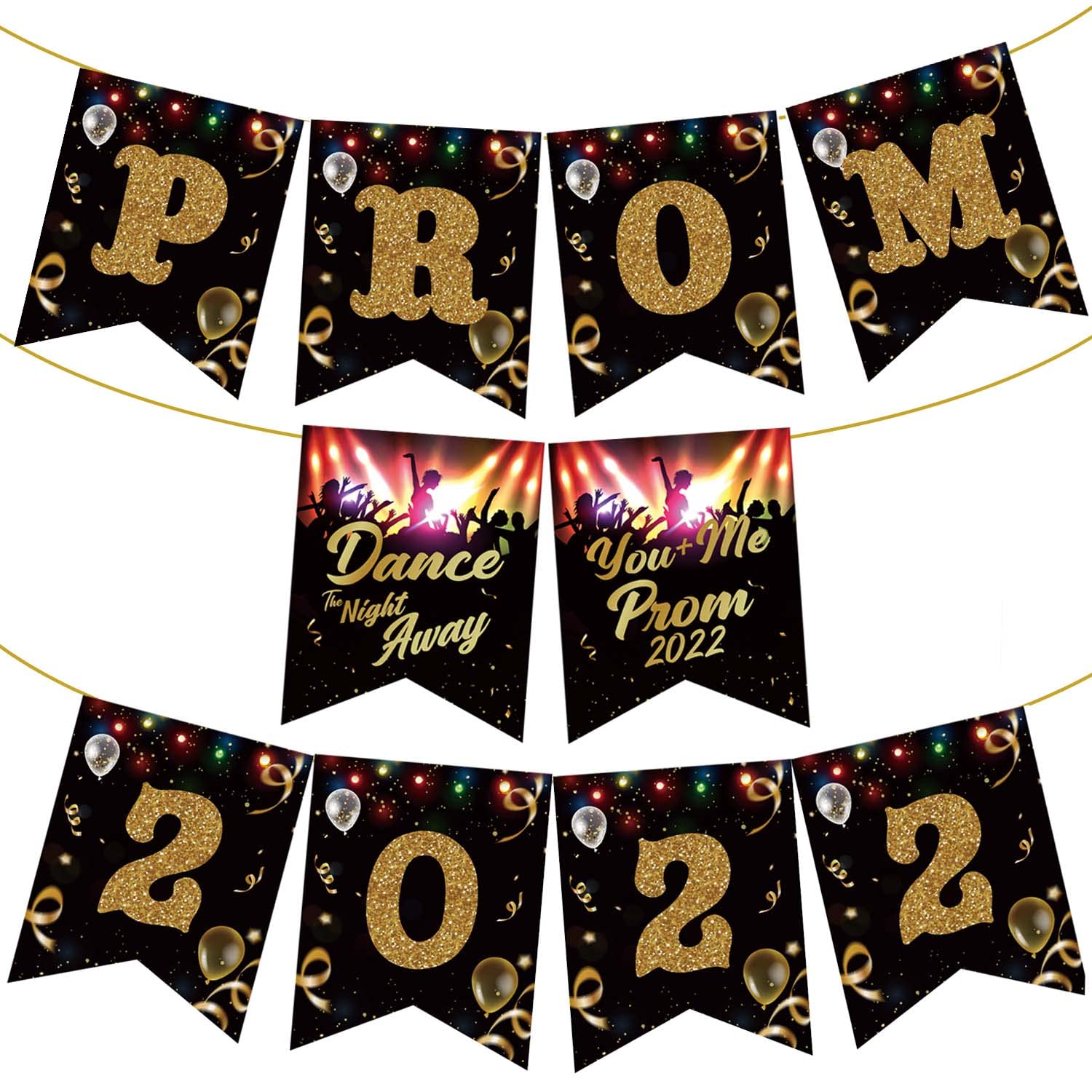 Littleloverly Prom 2022 Banner Graduation Party Decoration - Dance The Night Away You+Me=Prom 2022 Prom Night Banner for Class of 2022 Graduation Banner High School College Party Supplies Decorations