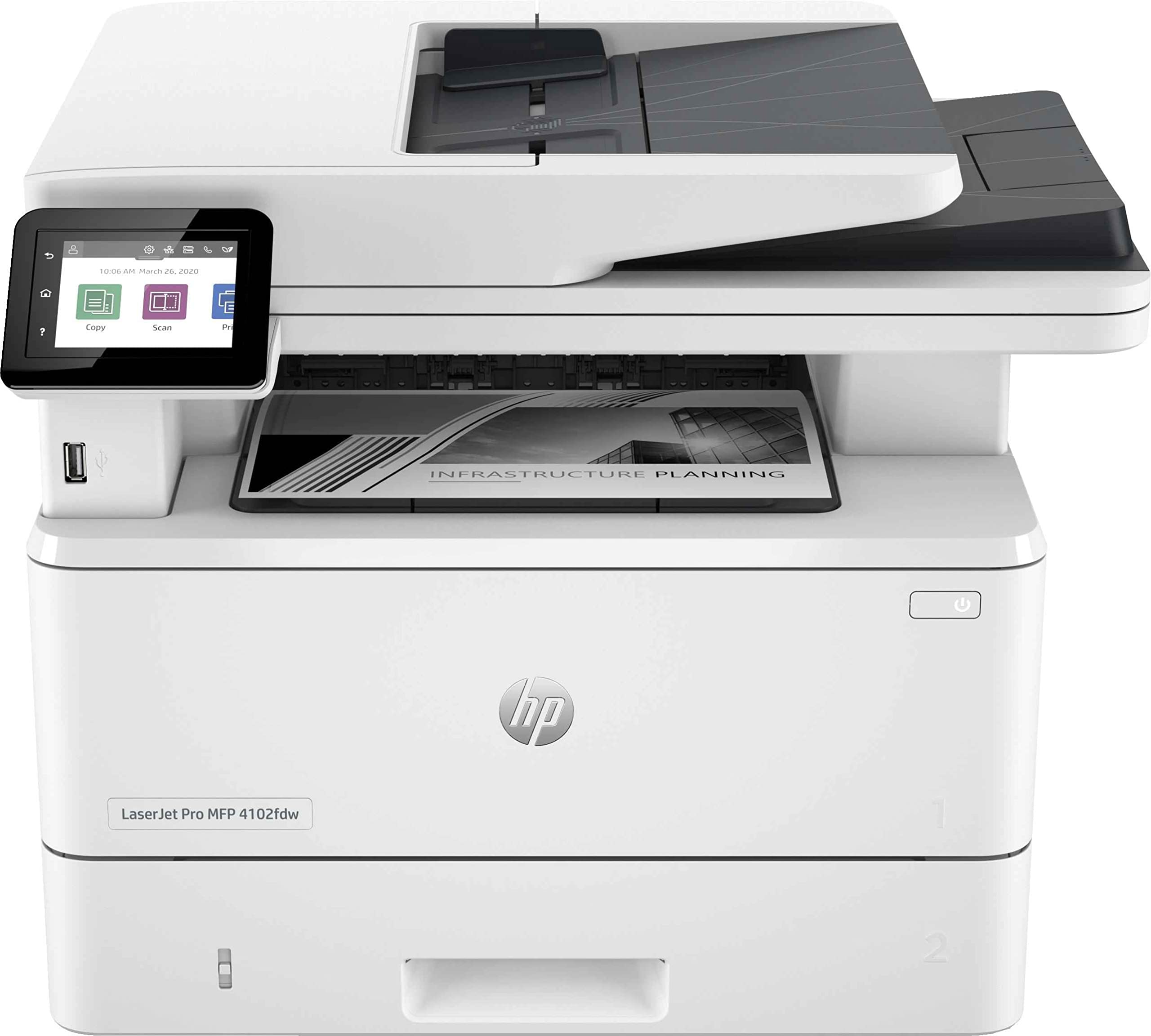 HP - LaserJet Pro 4102dw Wireless Multifunction Bianco e nero Stampante, Fotocopiatrice, Scanner Duplex