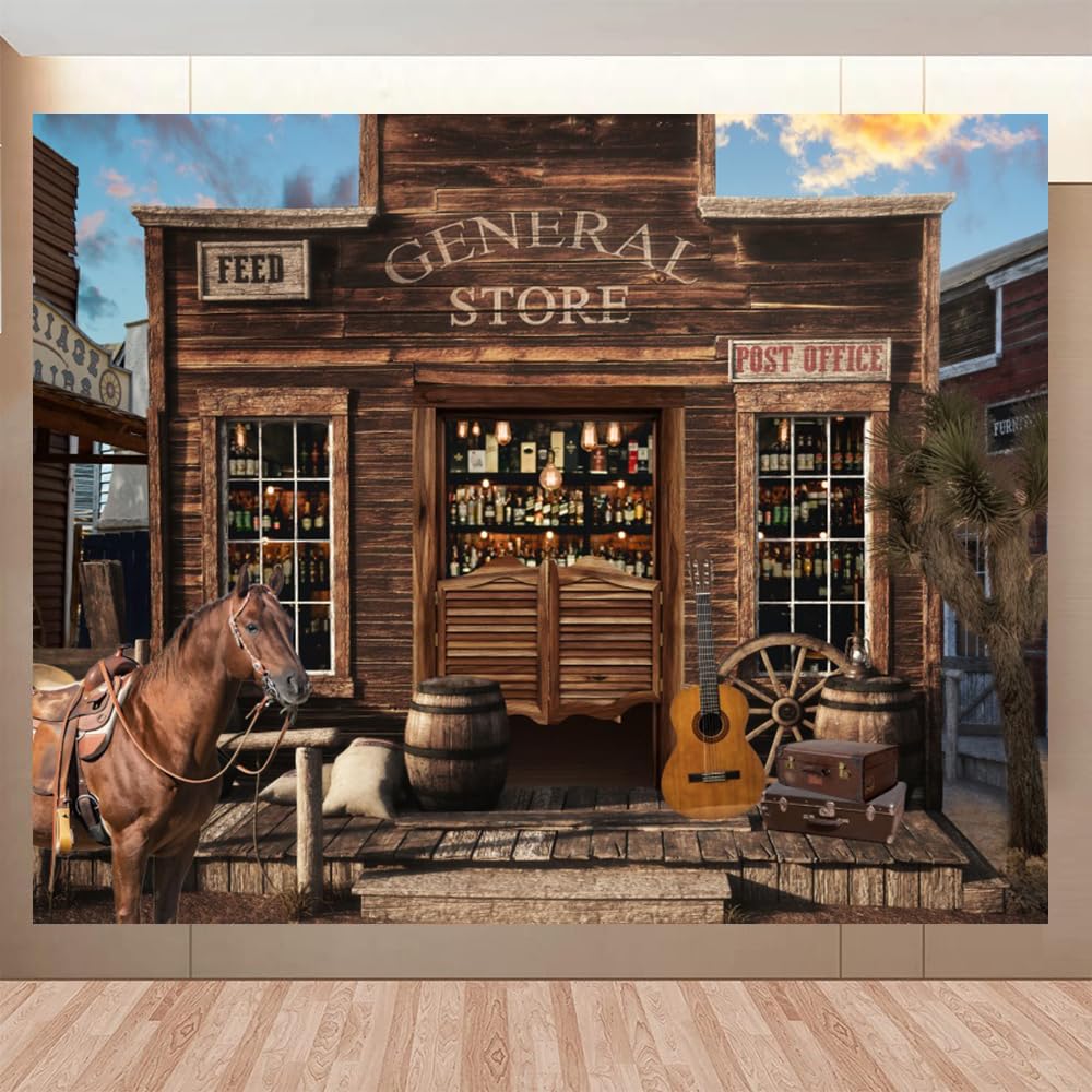 Western Cowboy Sfondo 3 x 2,4 m Western Cowboy a tema decorazioni per feste di compleanno banner country rustico salone selvaggio West cavallo fienile porta rodeo fotografia sfondo cowboy occidentale