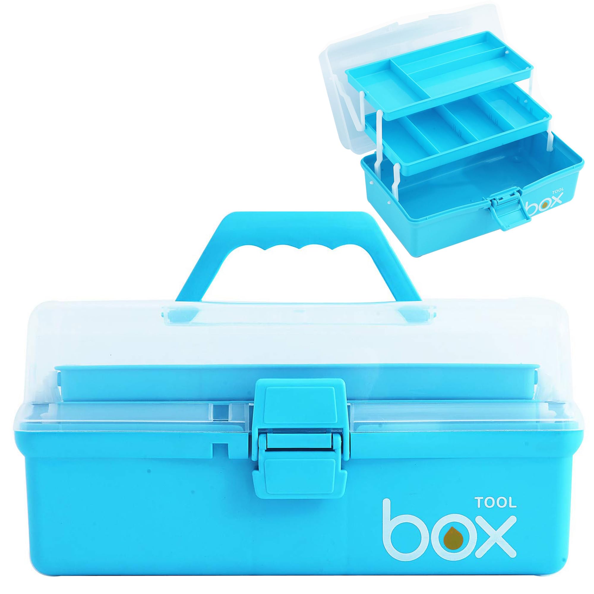 imuounl 3 Layer Multipurpose Storage Box,Plastic Tool Box,Art & Crafts Storage Box with Compartments, Medicine Storage Box,Sewing Supplies Organiser Box Family First Aid Box with 2 Trays