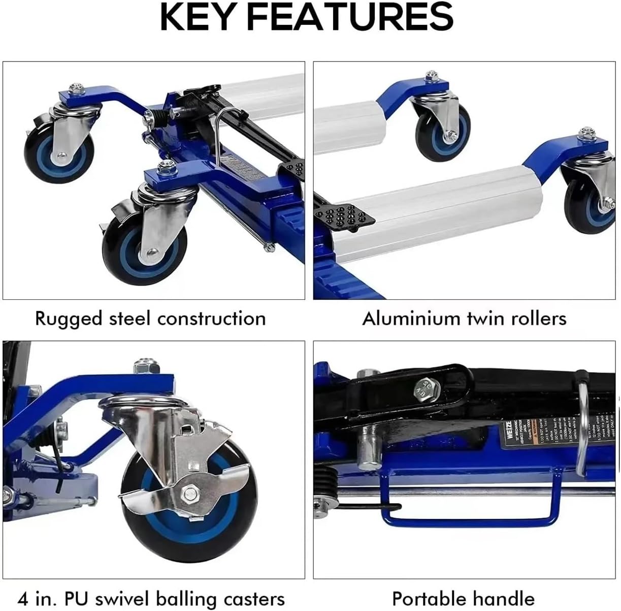 Trailer Mover 12 Inch Hydraulic Wheel Jack Movers Property Fire Fighting Trailer Moving Hydraulic Mechanical Lifter Car Moving Dolly(MR8016-1)