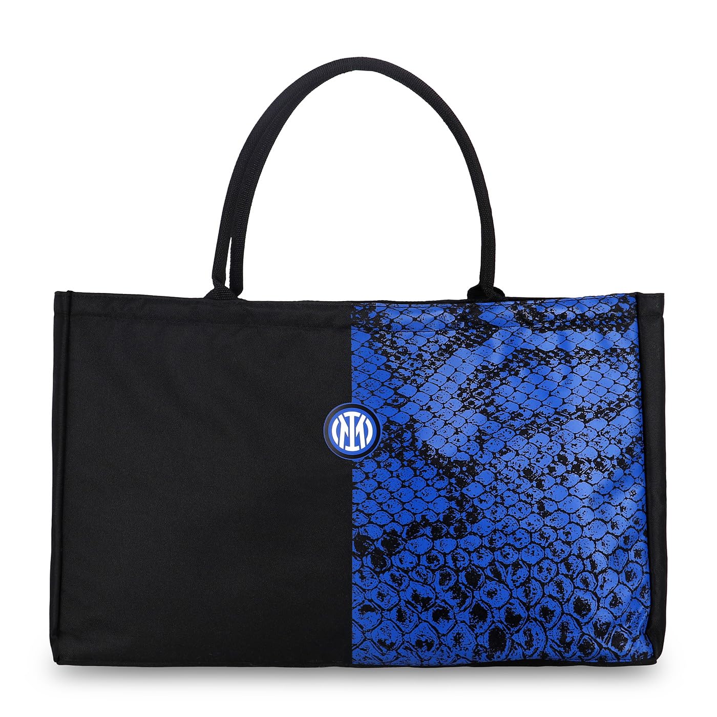 Inter - Borsa Da Spiaggia in Tela con pattern Biscione 55x34 cm, Inter - Canvas Beach Bag with Biscione pattern, Canvas Summer Bag, Travel Bag, for All Inter Fans - Official Inter Product,