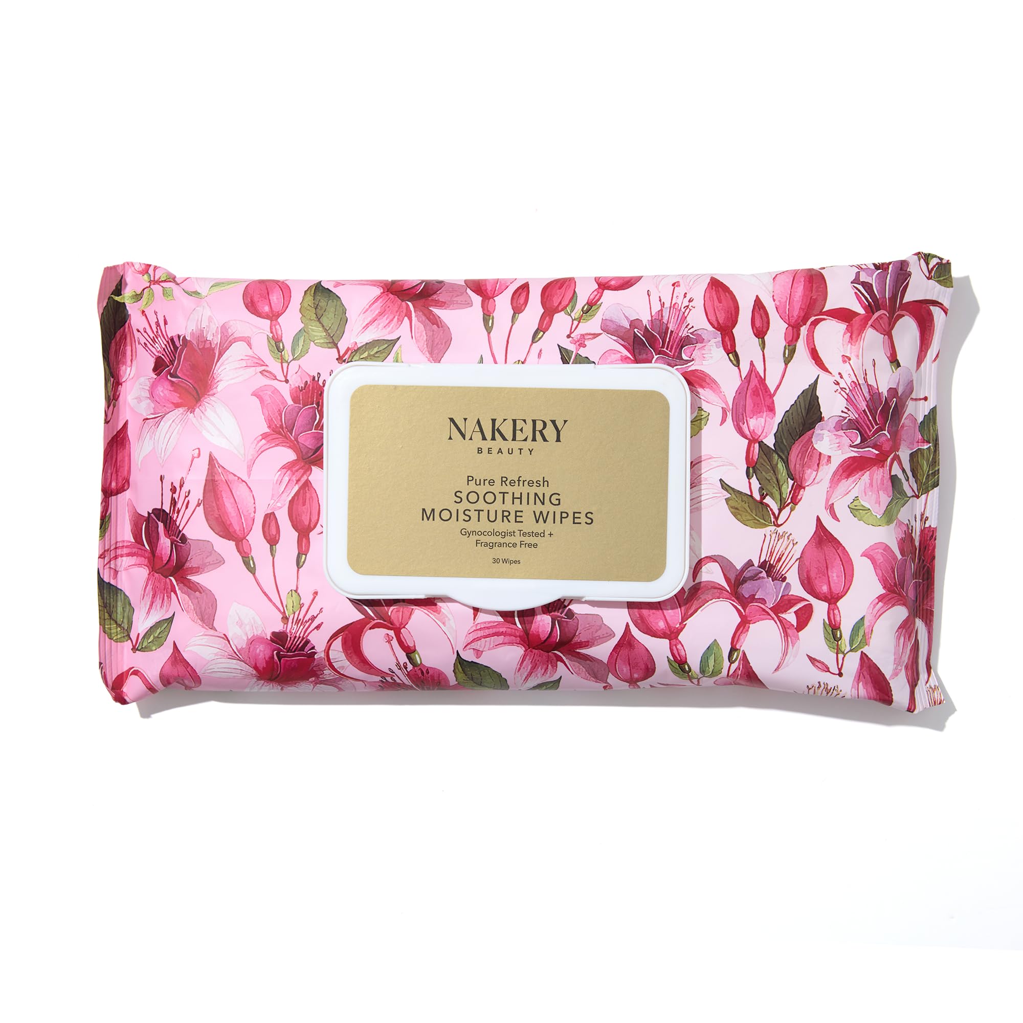 Nakery Pure Refresh Soothing Moisture Wipes For Women 50+, Firming Intimate Cleansing Wipes, pH Balanced With Aloe, Fragrance Free For Dryness, Odor And Sensitive Skin, OB GYN Approved
