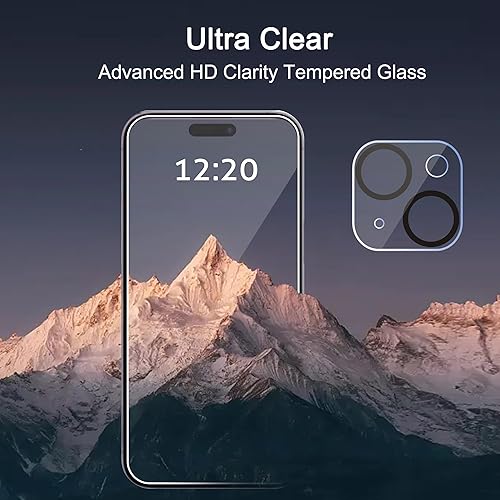 Miniatura 5 de Ailun Paquete de 3 protectores de pantalla para iPhone 15 [6.1 pulgadas] + 3 protectores de lente de cámara con marco de instalación, película