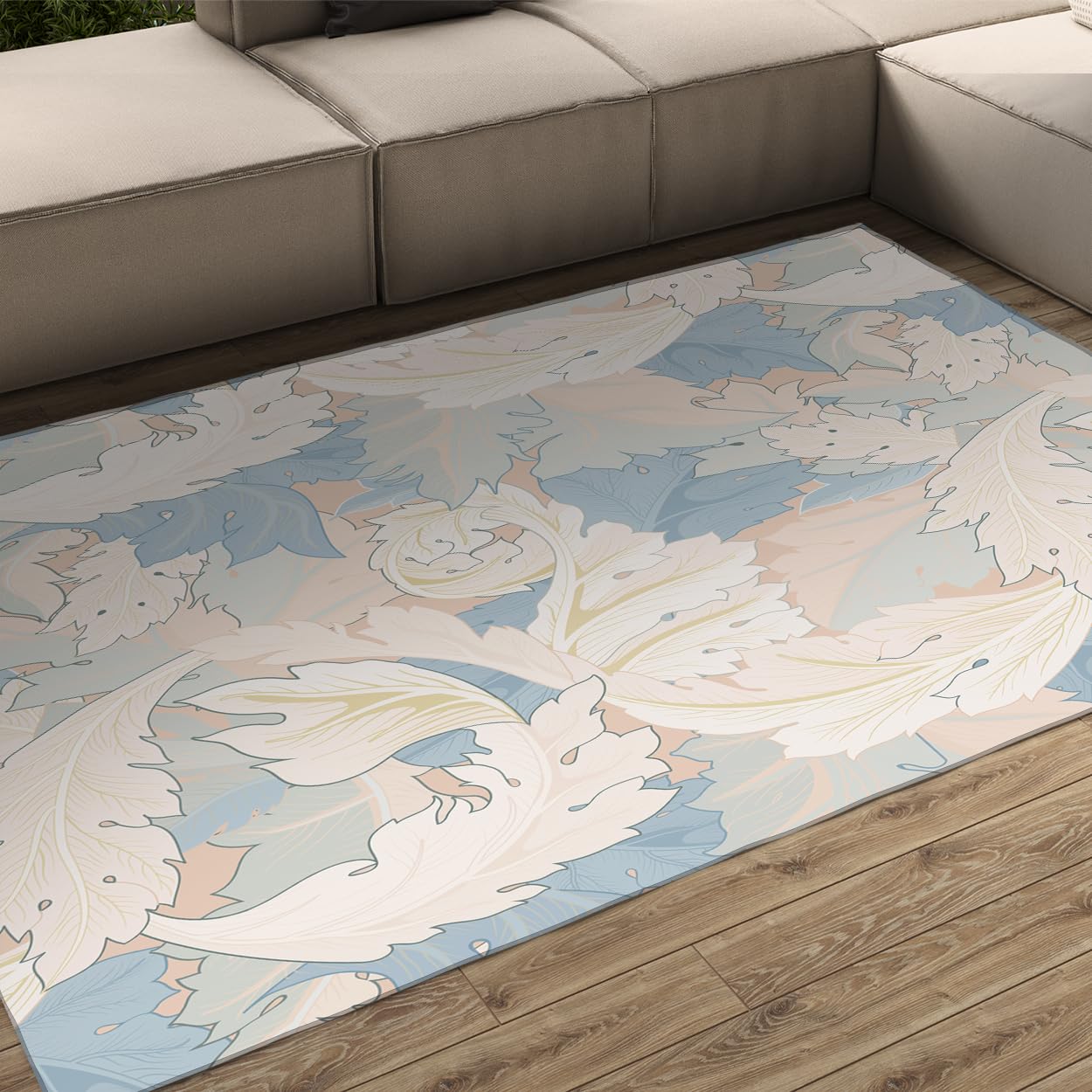 Tapis plantes tropicales lavable en machine et antidérapant au sol