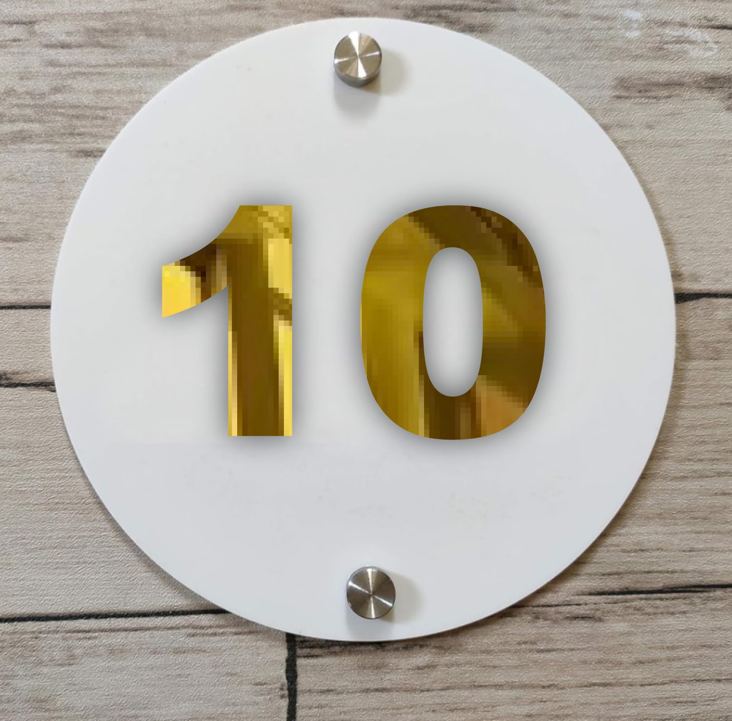 Room Number Plate No 10 | Mirror Gold with White Acrylic Number Plate with Double Side Tape On Backside-image-40
