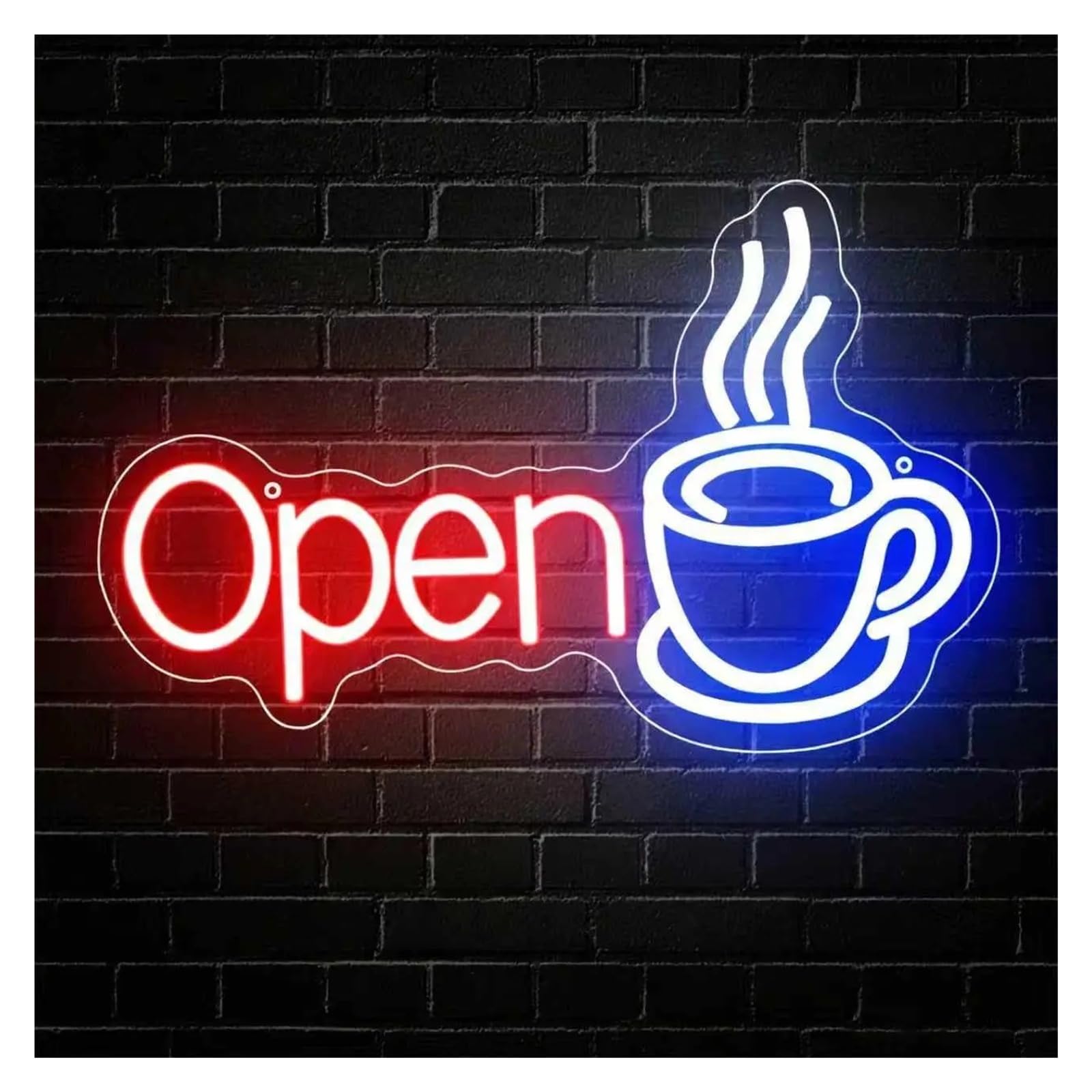 LEMST Signs Lamp Coffee Open Neon Sign USB Powered Led Light for Bar Station Cafe Shop Store Decoration Business 35X22cm/13.8X8.7in