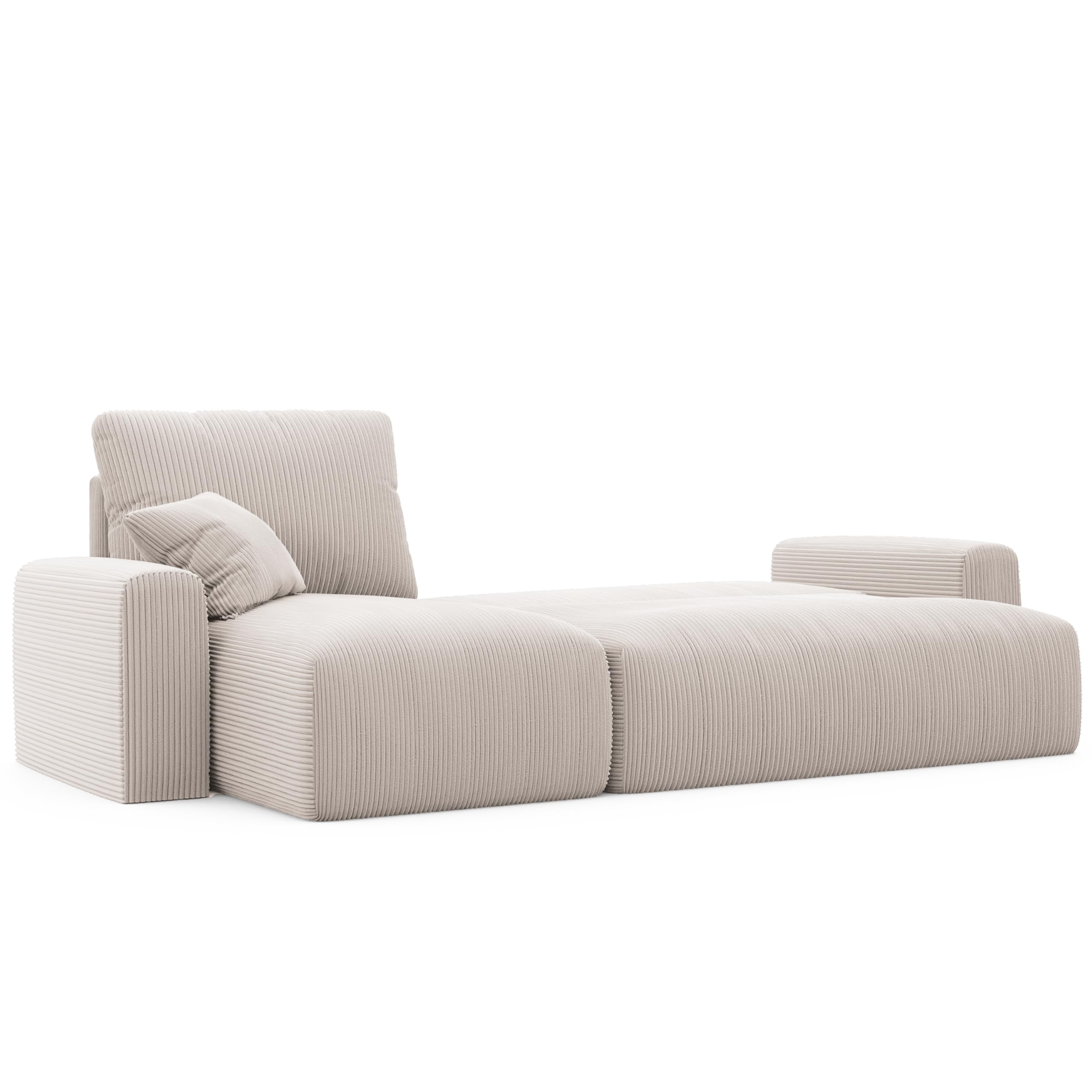 244x106 Ecksofa mit Schlaffunktion (200x125) Cord Ecksofa 3 Sitzer mit Bettkasten - Wohnzimmer Eckcouch