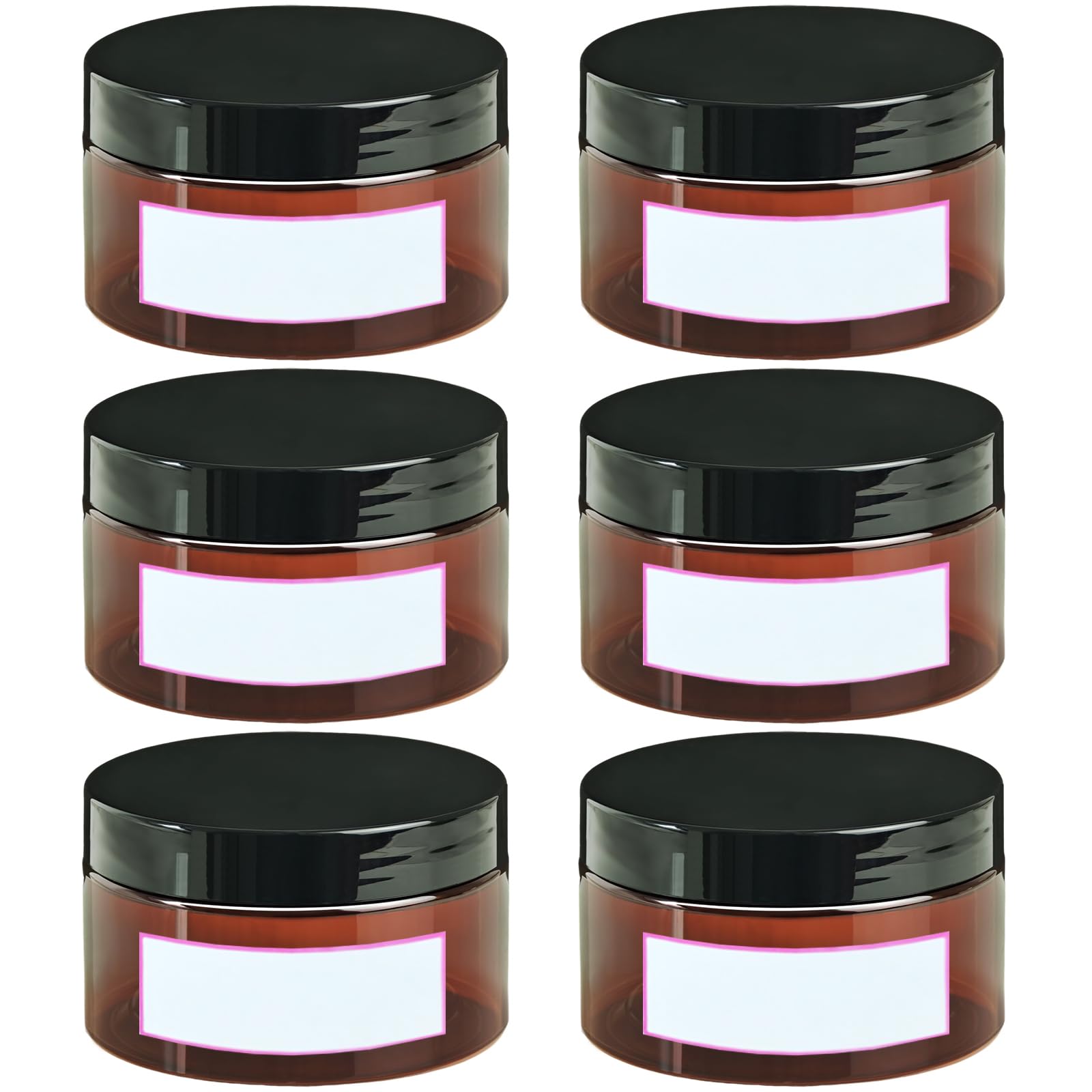Pots ambrés de 236ml avec couvercle noir et étiquettes pour ranger vos crèmes