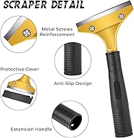 Vista 3 de DIYSELF Rascador de azulejos, herramienta resistente con cubierta protectora, hoja de afeitar dorada para quitar pintura, papel tapiz, pegamento