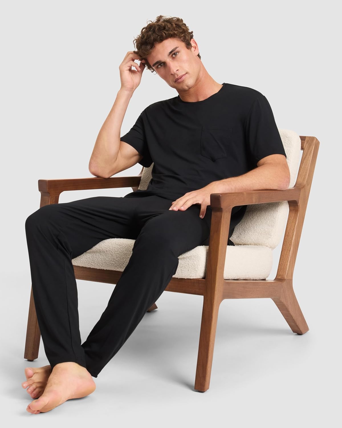 Cozy Earth Men’s Stretch-Knit Lounge Tee - Relaxed Fit, Short Sleeve Shirt for Men - Soft Breathable - Image 3