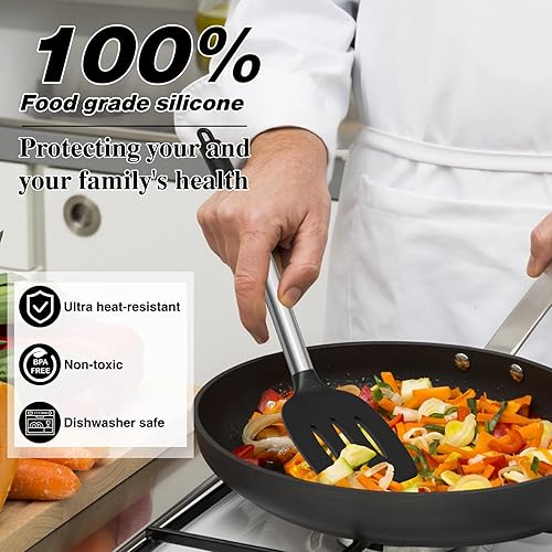 Miniatura 4 de Juego de utensilios de cocina de silicona  Utensilios de cocina resistentes al calor de 446 F, 30 utensilios de cocina antiadherentes con soporte,