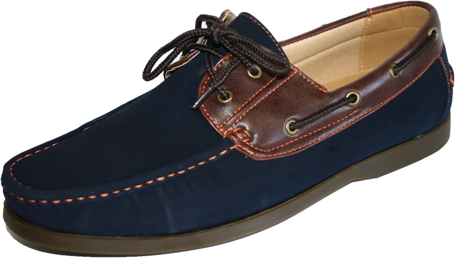 Men's Coolers Faux Nubuck Leather Loafer Lace Up Boat Deck Shoes Sizes 7-11 (7 UK, Navy)