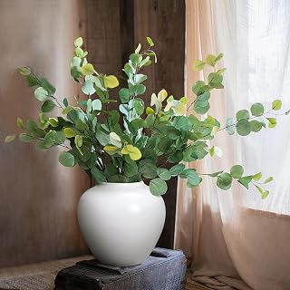 GeLive Handmade Round White Ceramic Moon Jar Vase - Jingdezhen Pottery, Waterproof Centerpiece for Flowers & Home Decor