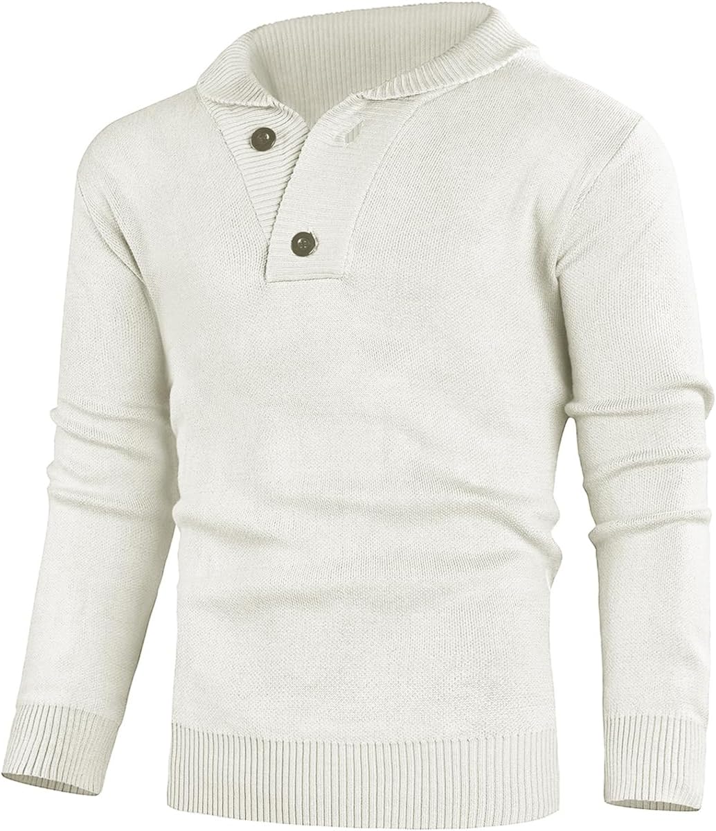 GINGTTO Mens Shawl Collar Sweaters Long Sleeve Pullover Sweater for Men Slim Fit