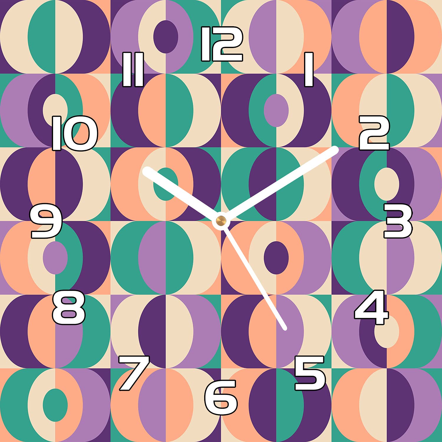 Horloge en Verre 30x30 cm Orange Géométrique Vintage - Coloray Design Murale