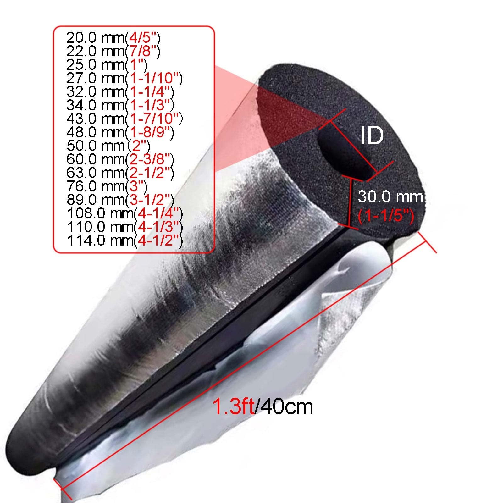 Lot de 12 manchons de protection auto-scellants en feuille d'aluminium pour tuyau d'eau solaire - ID 114 mm