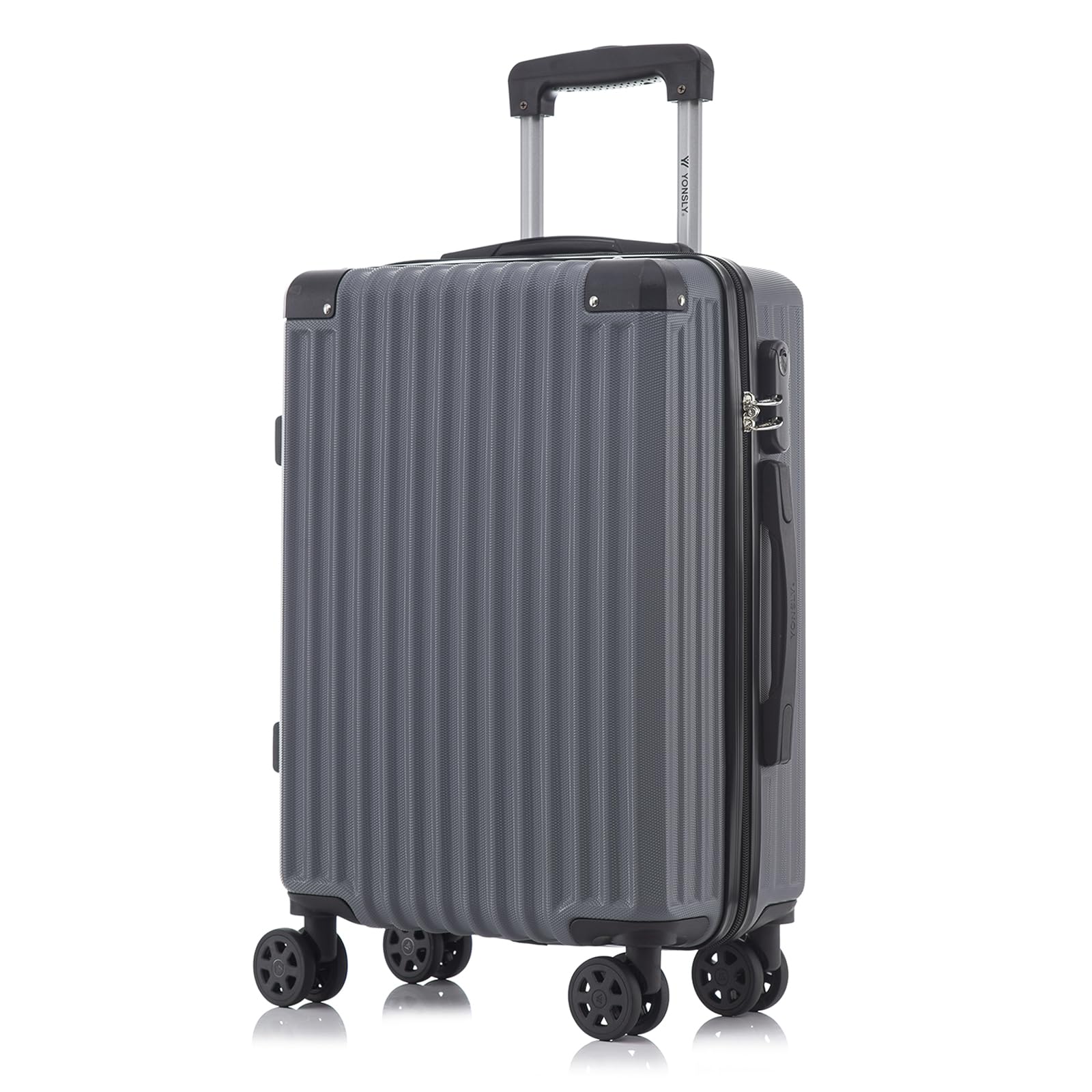 yonsly Koffer Suitcase, Trolley Reisekoffer, Rollkoffer Handgepäck mit 4 Rollen 360°, ABS Hartschalen, Sicherheitsschloss, Weicher Gummigriff, 210D-Futter