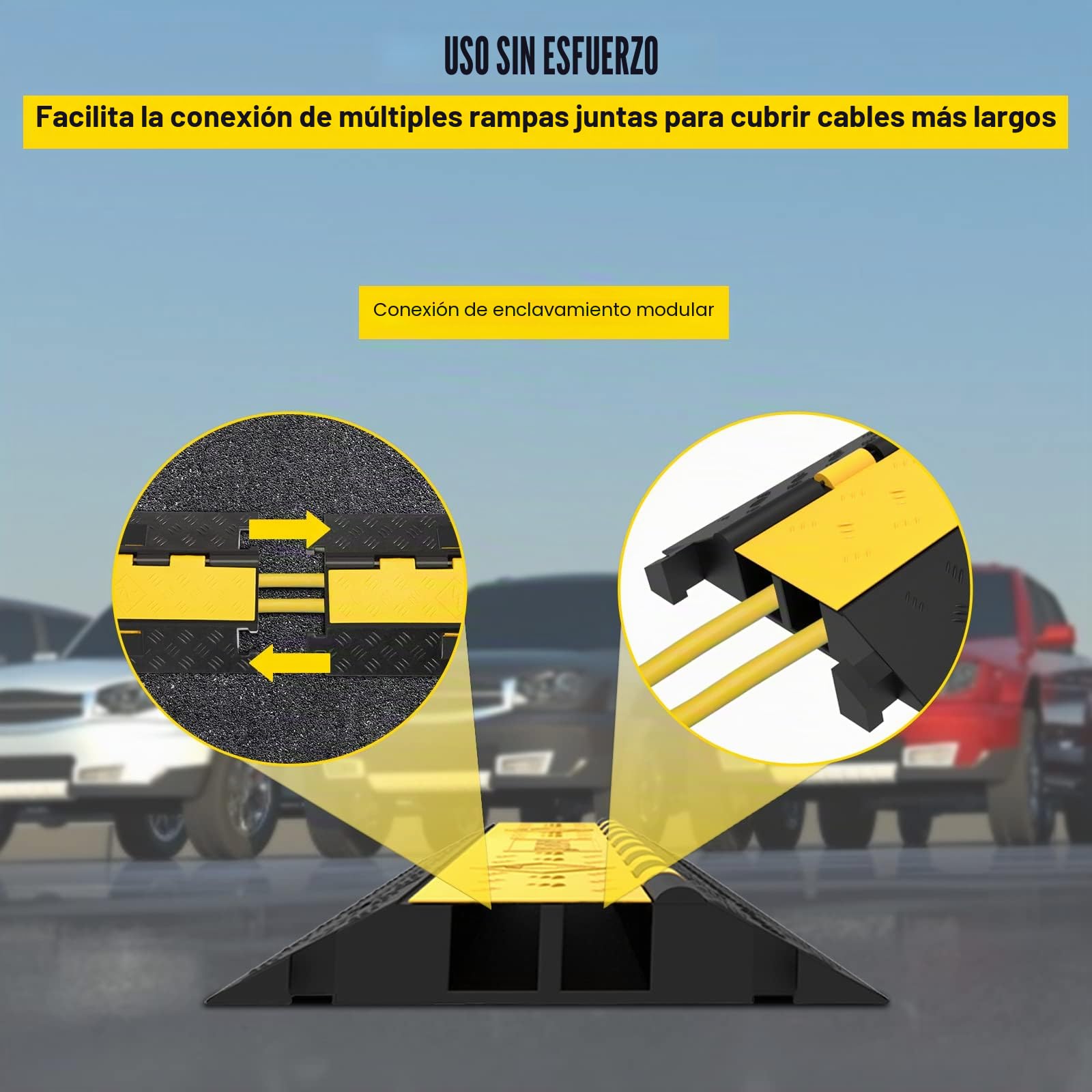 VEVOR 4 Rampa de Protector de Cable Protector de Cables para Suelo Capacidad de Carga 20-40 Toneladas Pasacables Suelo 40x10x2 El Reductor de Velocidad para Protección de Cables Eléctricos