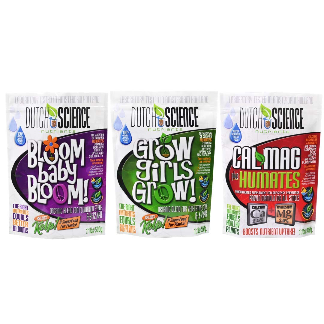 Dutch Science Nutrients Trio Plus Pack Grow Girls Grow (1.1 lbs) Bloom Baby Bloom (1.1 lbs) Cal-Mag 