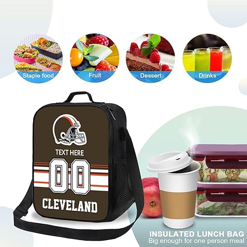 Vista 168 de Bolsa de almuerzo personalizada de Nueva Inglaterra, regalos para hombres, mujeres, fanáticos, con nombre y número personalizados, correas de hombro