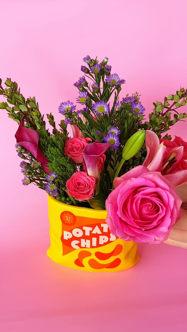 Ban.do Kartoffelchips-Taschenvase Aus Keramik - Witzige Dekovase, 13,3 X 14 Cm