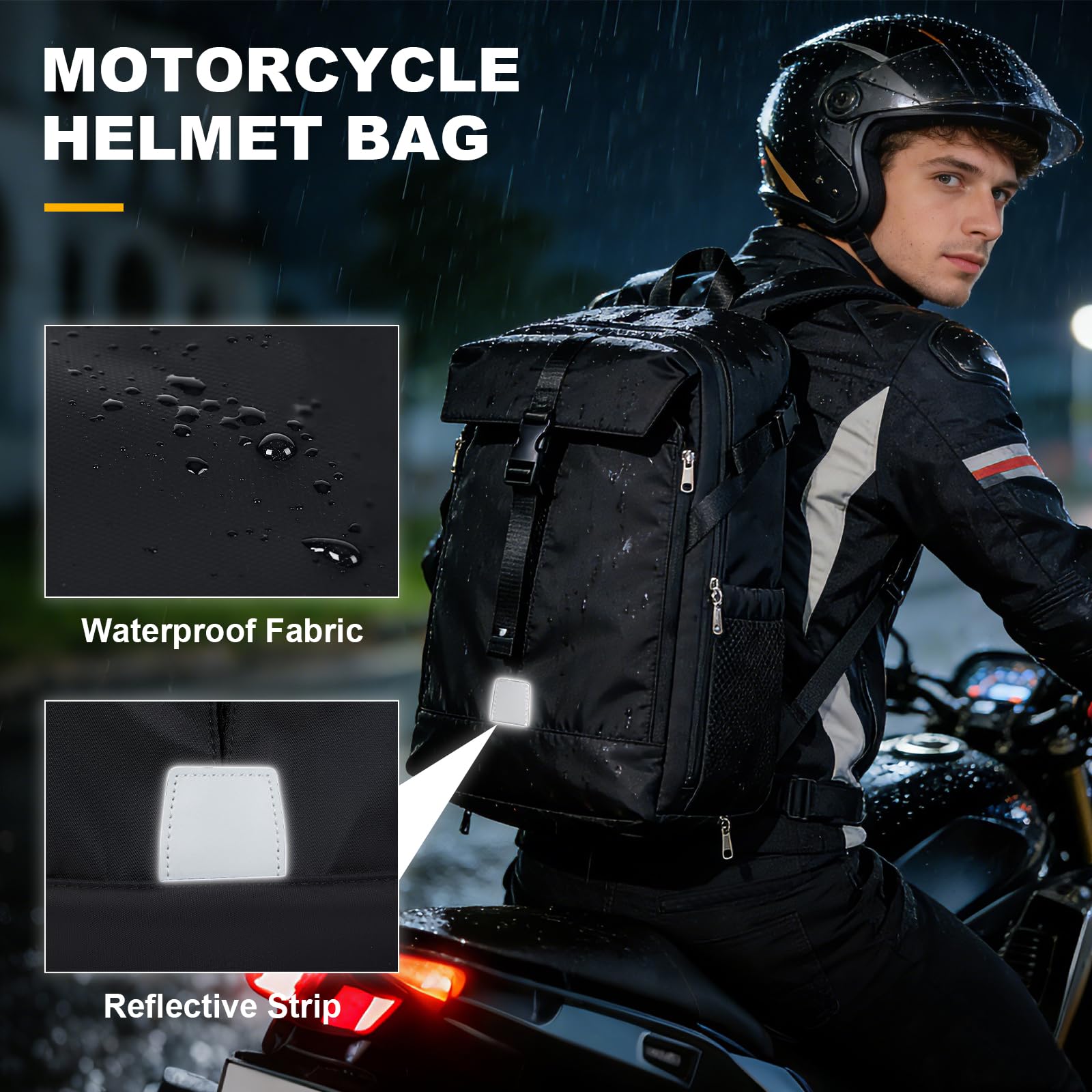 Mochila Moto Hombre Mujer Mochilas para Moto Impermeable Mochila de Baloncesto con Zapatillero Mochilas de Motocicleta Viaje para Laptop Viaje Bolsa Casco Gran Capacidad,Negro