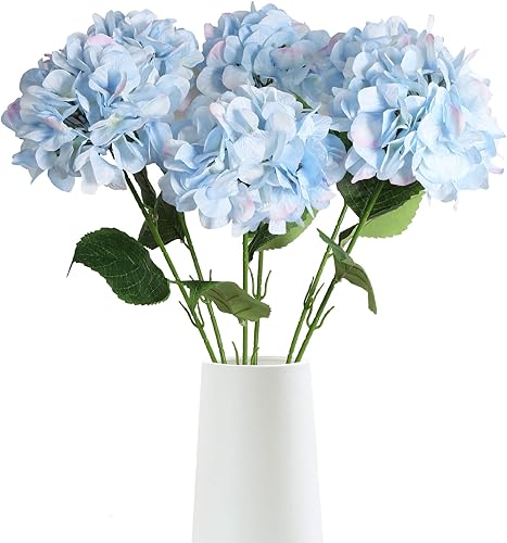 ICBOX 6 flores artificiales de hortensias falsas, flores de seda de hortensias moradas con tallos, flores de hortensias sintéticas para centro de