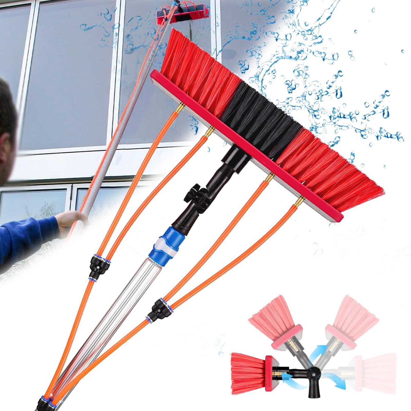 Aioneer Telescopic Solar Panel Cleaning Brush Kit - 12M Pole & 55Cm Brush Head For Outdoor Window Cleaning - Professional Equipment For Photovoltaic Systems-55cm Brush -7m/22.9ft