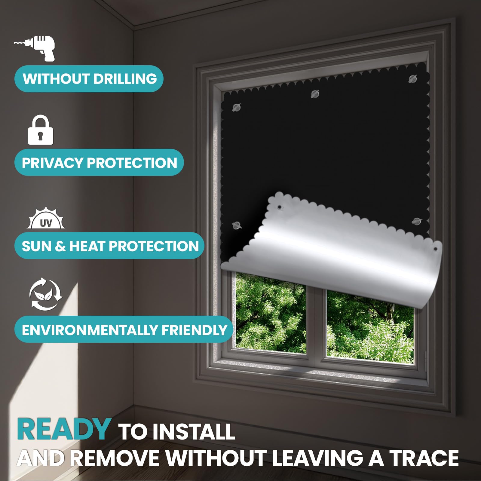 tenda oscurante da interno compatibile con P04 404（76CM*73CM,Blackout al 100%,Tenda oscurante con 6 ventose, isolamento termico, Installazione semplice