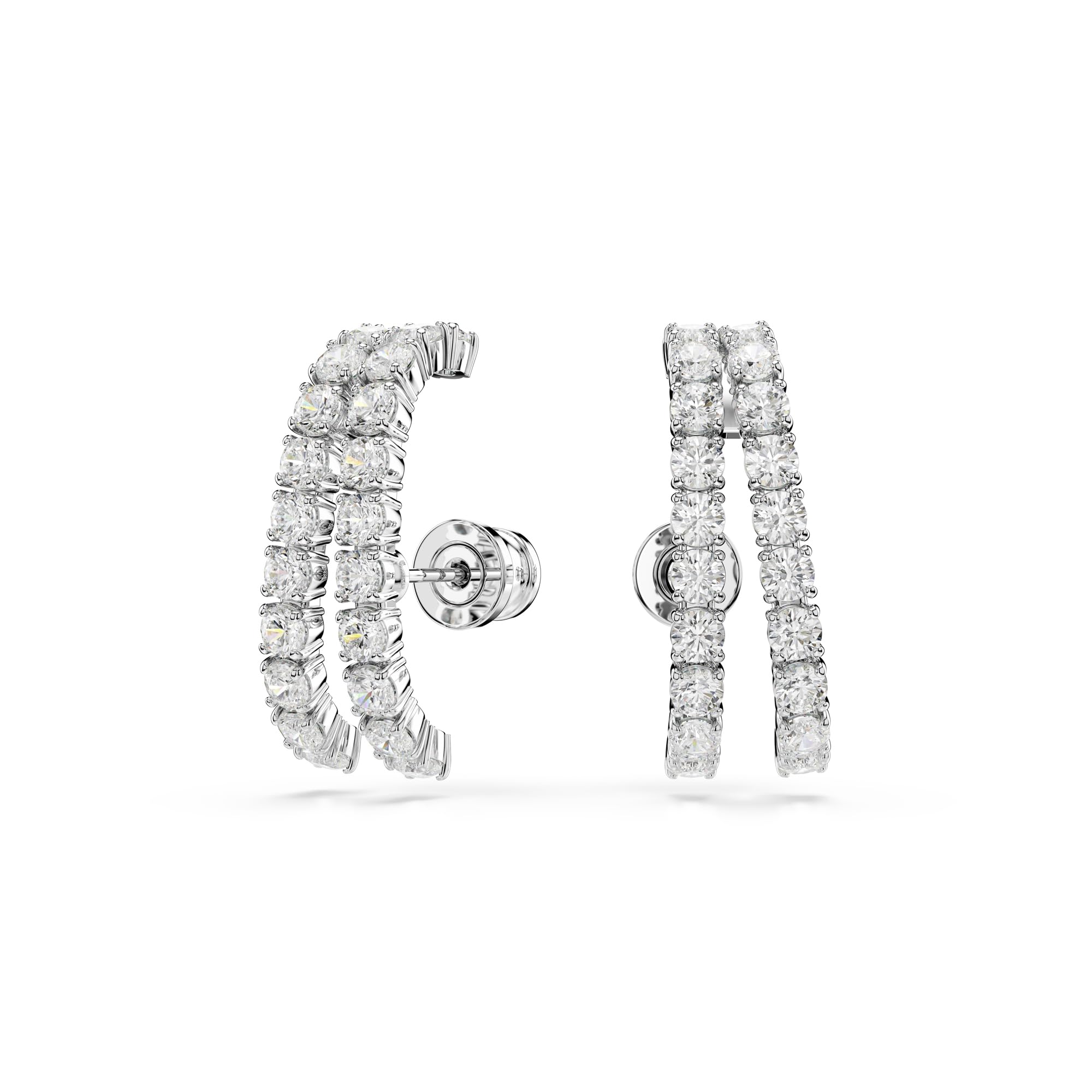 

                                                    Swarovski Matrix ear cuffs, Round cut, clear, Rhod