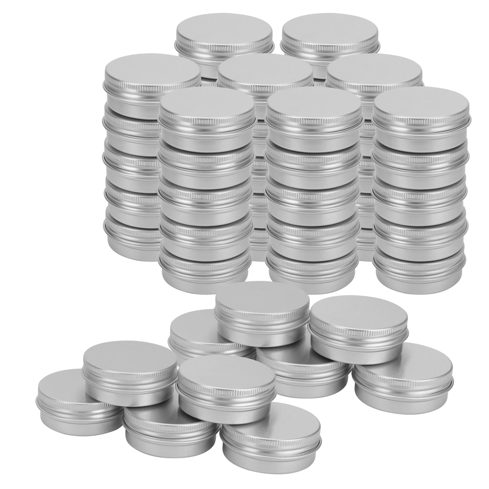 Joikit Silver 50 Pcs 30Ml Aluminum Tin Cans, 1Oz Aluminum Tin Jars, Round Aluminium Empty Containers With Screw Lid For Lip Balm, Lotion, Cream