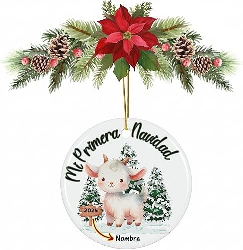 Baby Goat Christmas Ornaments Personalized, Adornos para Arbol De Navidad 2025, Regalos para Navidad para Niños, First Christmas Together Ornament