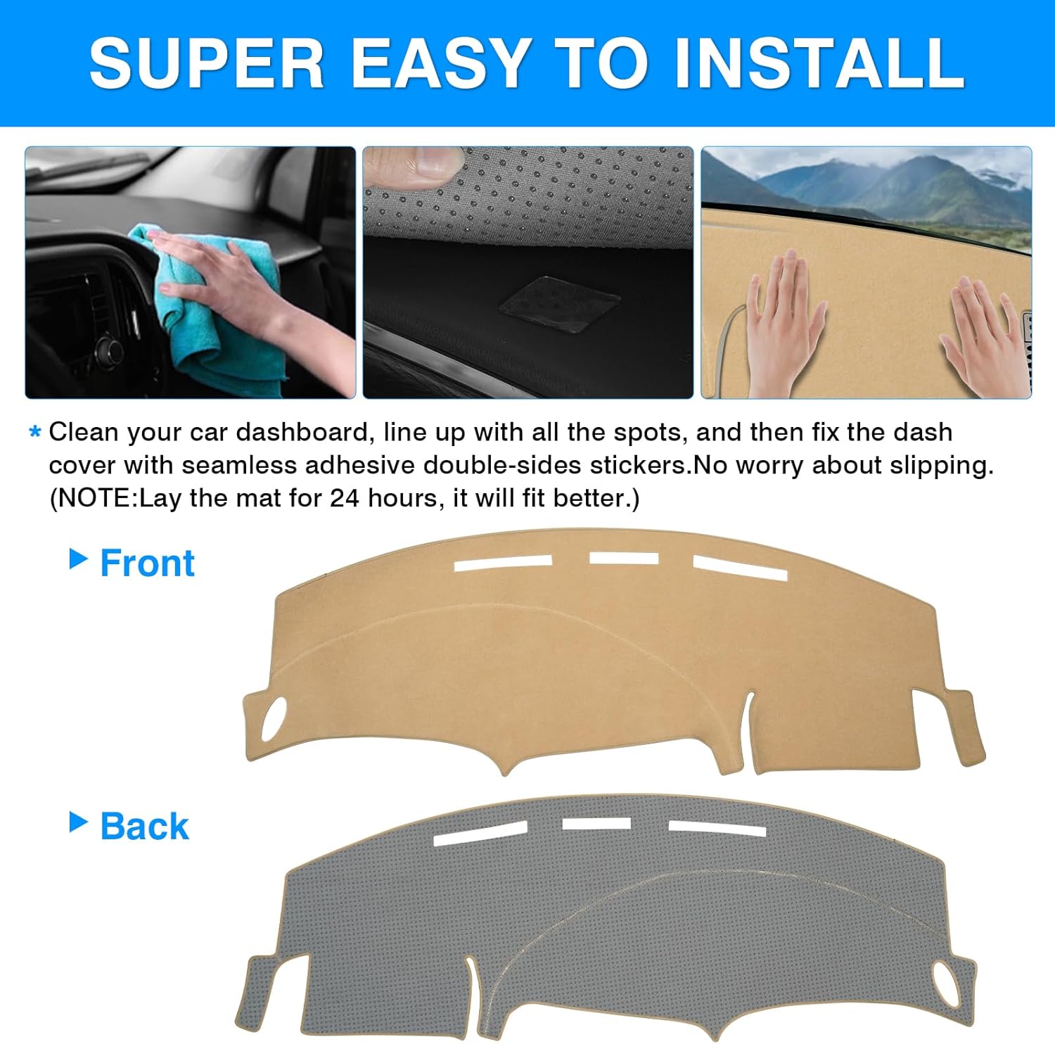 Autorder Beige Dashboard Cover Mat for 1997-2003 Ford F150 F-150/F250/Expedition/F150 Heritage Accessories Dash Cover Upgrade Polyester Dash Mat Sunshade Glare UV Rays Protector