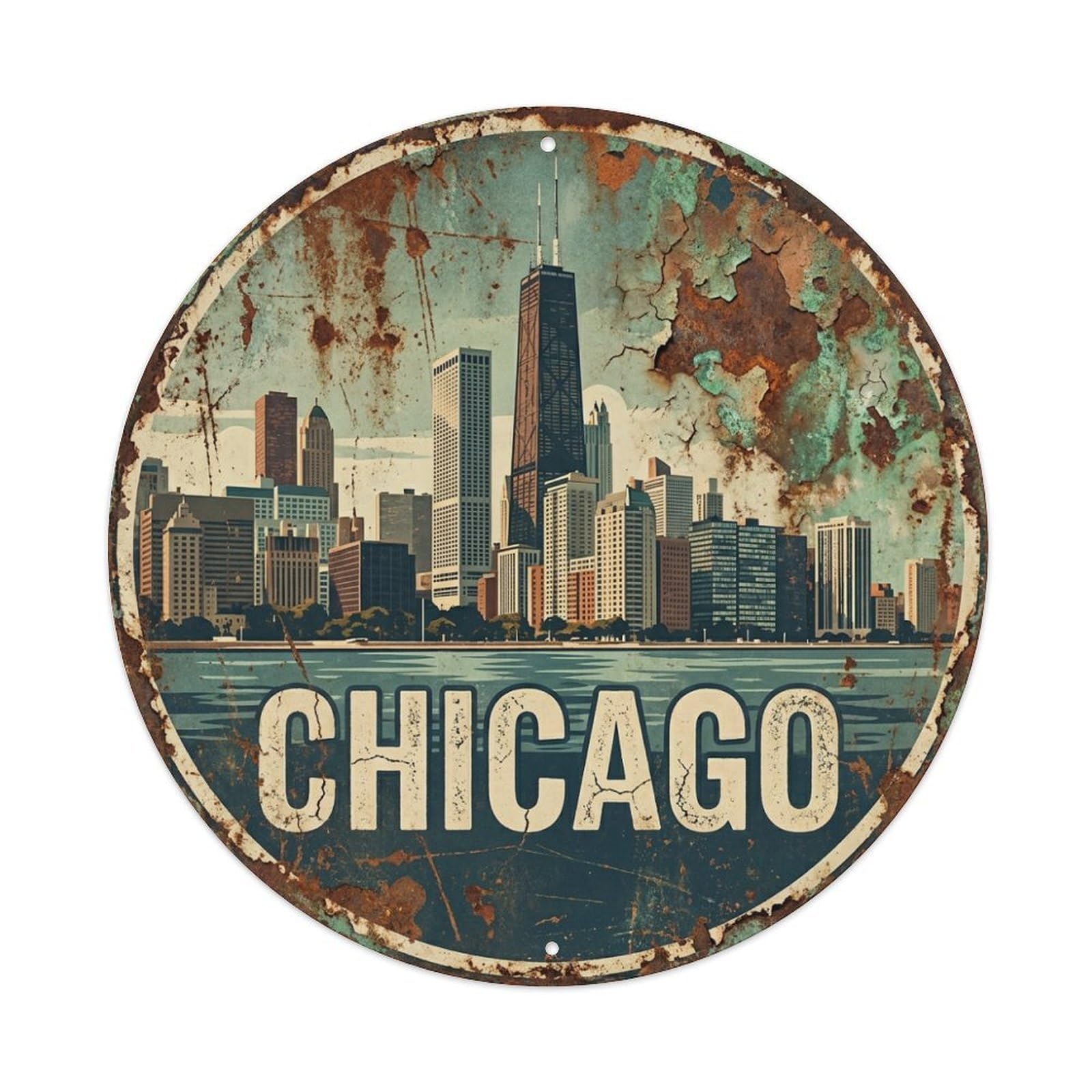 Tgrcjimh Style Metal Tin Sign Vintage Travel Usa Chicago