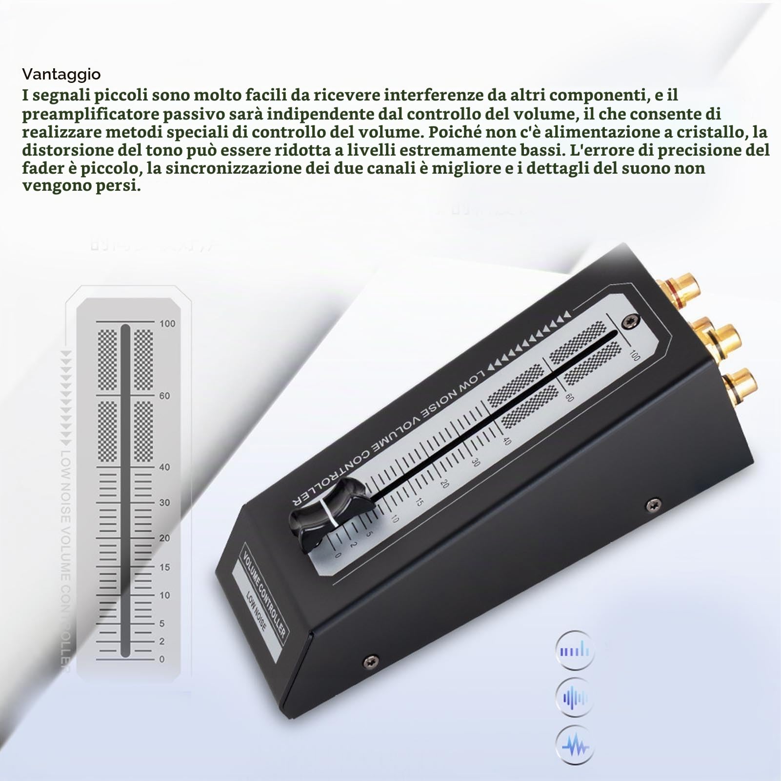 Controllo Volume Preamplificatore Passivo, Controllo Preciso Senza Perdita Amplificatore Alimentazione Con Connettore for Sistemi Audio Domestici Home Theater e Professionisti