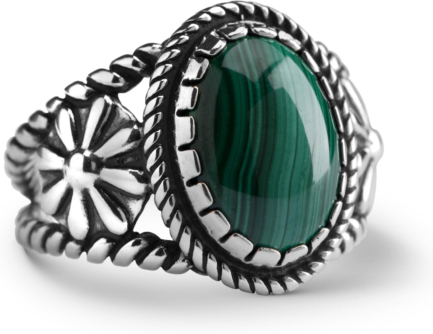 American West Jewelry Sterling Silver Women's & Men's Ring Choice of Gemstone Color Native-Inspired Flower Sizes 5 to 13